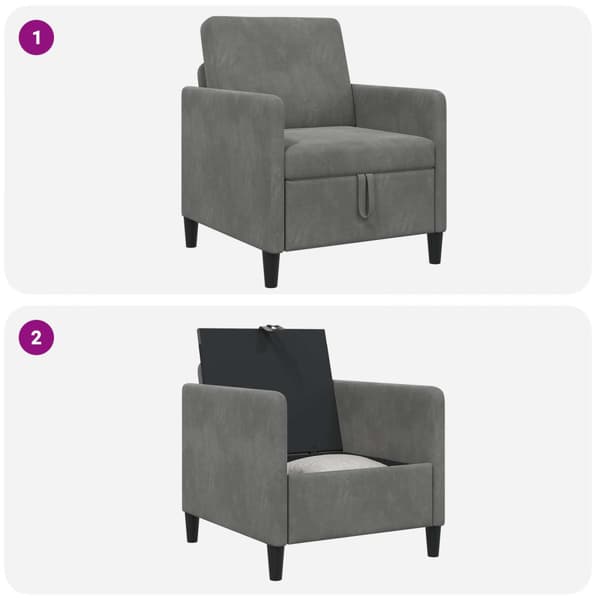 Soffa med förvaring Mörkgrå 72 x 78 x 87 cm Polyester