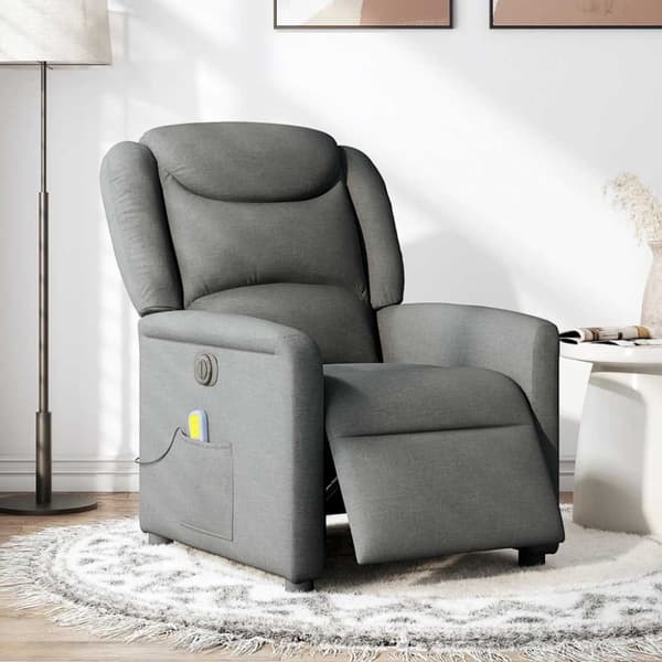 Elektrisk massagefåtölj mörkgrå tyg