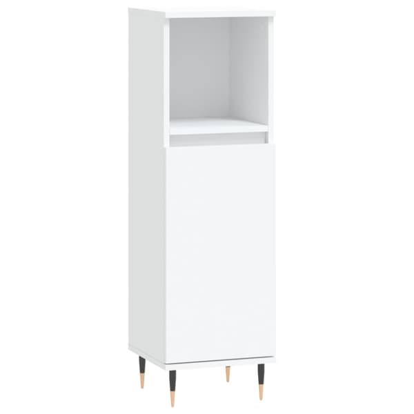 Badrumsskåp vit 30x30x100 cm konstruerat trä