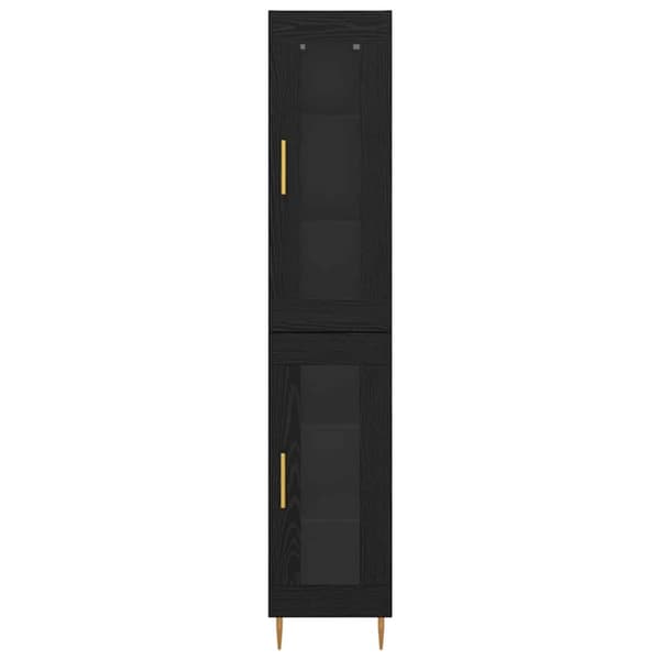 Skåp 2 pcs Svart Ek Glas