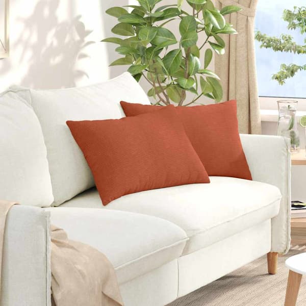 Sofakuddar 2 pcs Röd orange 60 x 40 cm Kordread tyg