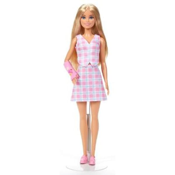 Barbie Modedocka Rosa Rutig Blond med Gips