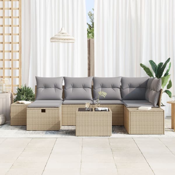 Trädgårdsoffset 7 st Beige konstrotting