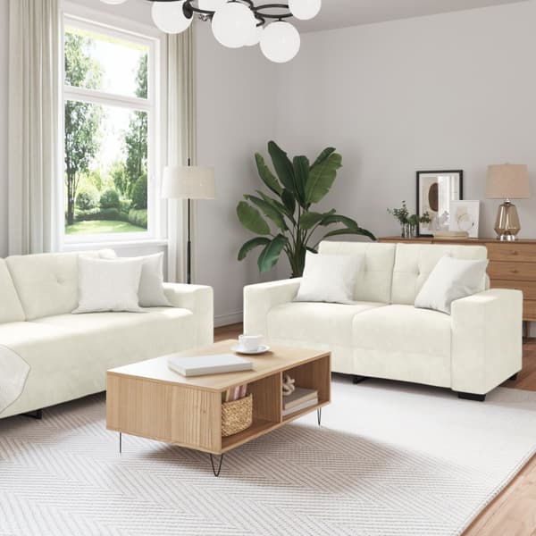 Soffa 2 st Gräddvit Sammet