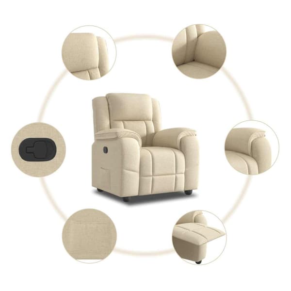 Reclinerfåtölj gräddvit tyg