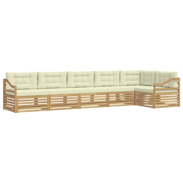 Utomhussoffset 6 pcs Vit och grädde 404 x 166,5 x 73 cm
