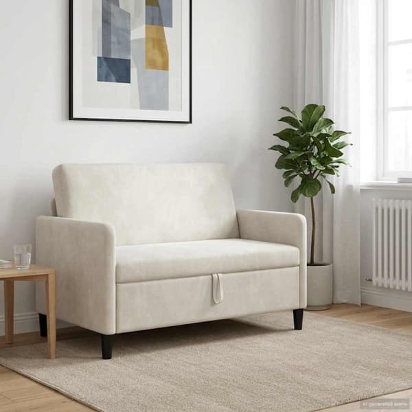 Soffa med förvaring Gräddvit 122 x 78 x 87 cm Polyester