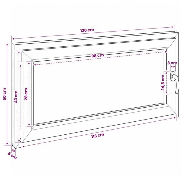 Källarfönster RISOR 120 x 50 cm PVC och glas