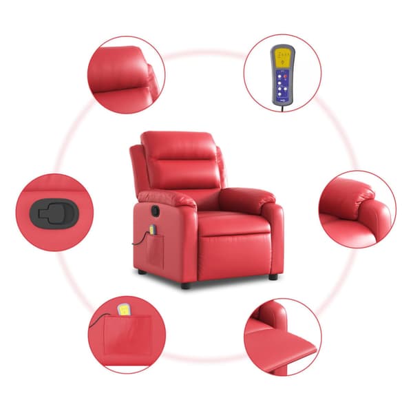 Massagefåtölj röd konstläder