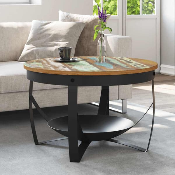 Soffbord Ø68x43 cm massivt återvunnet trä