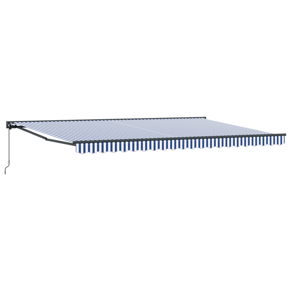 Markisram Blå och Vit 500 × 300 cm Polyester med PU-beläggning