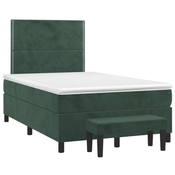 Ramsäng med madrass mörkgrön 120x190 cm sammet