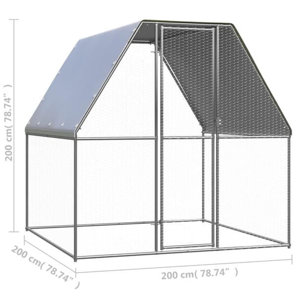 Hönsbur silver och grå 2x2x2 m galvaniserat stål