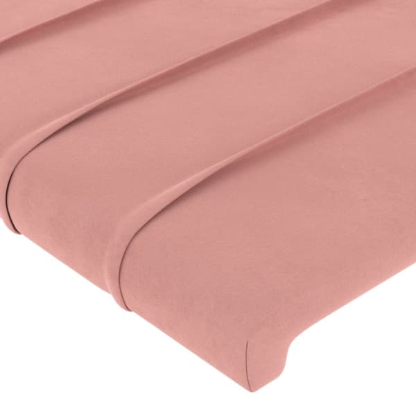 Sänggavel LED rosa 83x16x78/88 cm sammet