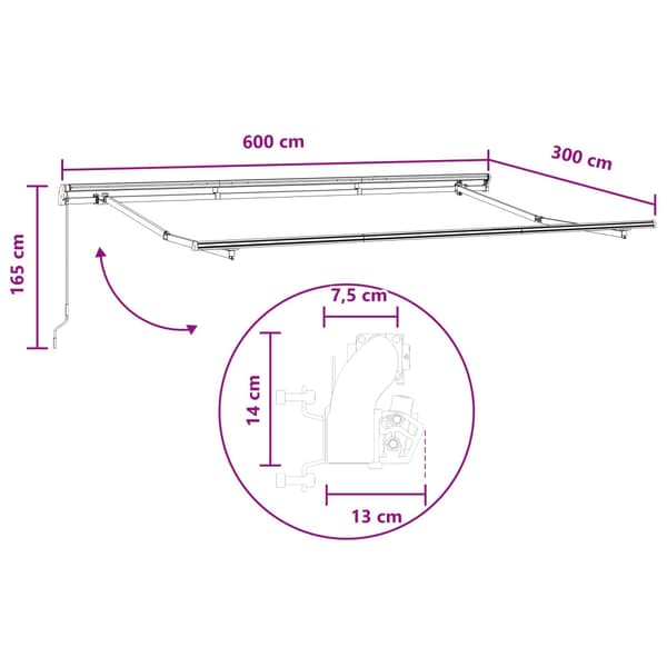 Utdragbar markis Sand 600 cm 100% Polyester och Aluminium