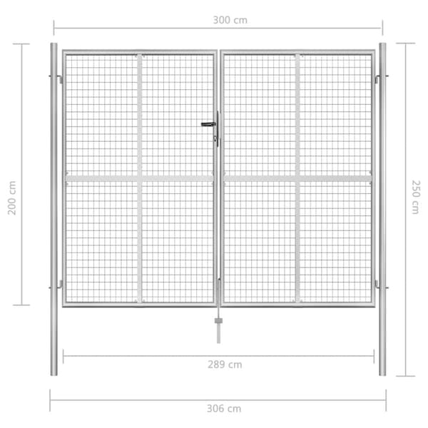 Trädgårdsgrind galvaniserat stål 300x200 cm silver