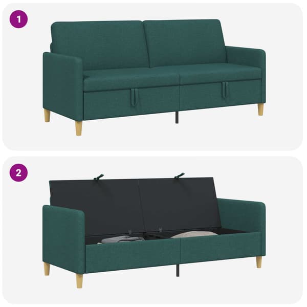 Soffa med förvaring Mörkgrön 192 x 78 x 87 cm Polyester