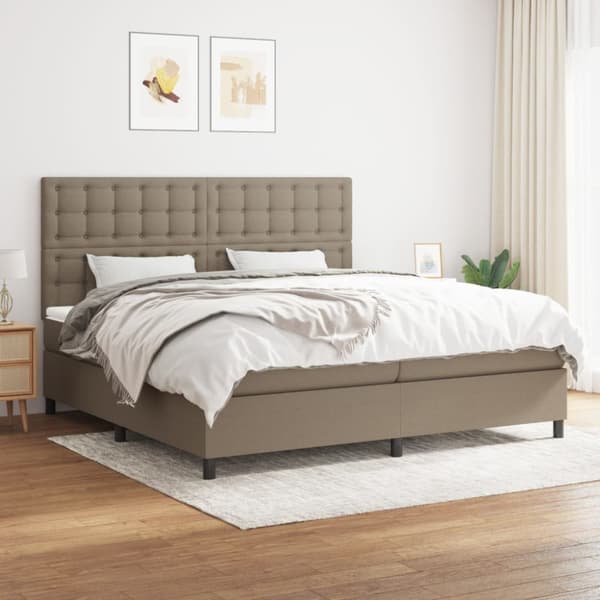 Ramsäng med madrass taupe 200x200 cm tyg