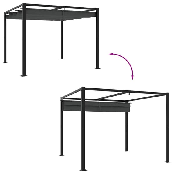 Paviljong med infällbart tak antracit 3x3 m stål