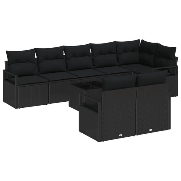 Soffset med kudde 9 pcs Svart konstrotting