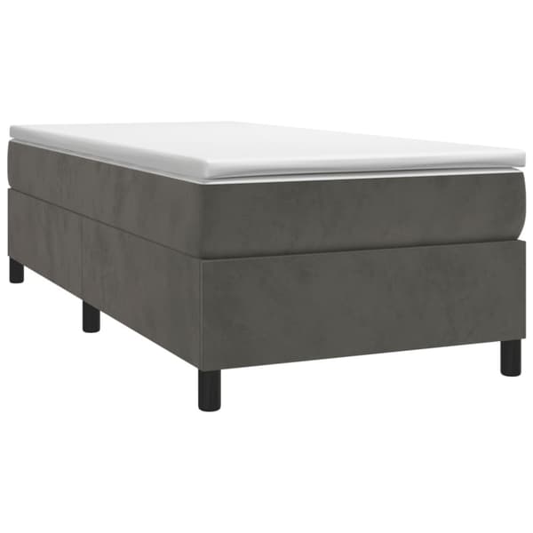 Ramsäng med madrass mörkgrå 90x200 cm sammet