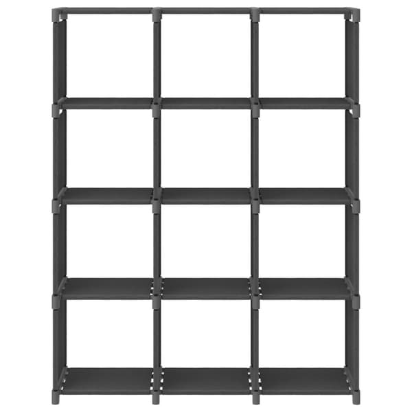 Hylla med 12 kuber grå 103x30x141 cm tyg