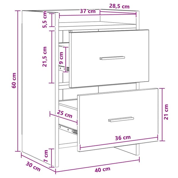 Sängbord 2 pcs Vit 40 x 30 x 60 cm Konstruerat trä