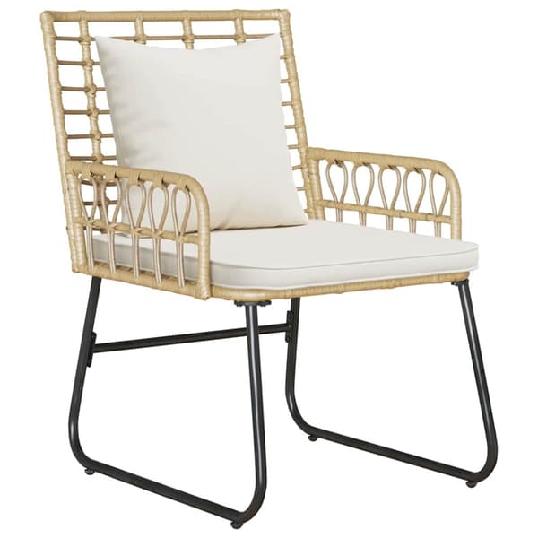 Trädgårdsmöbelset 3 pcs Brun och Kräm konstrotting