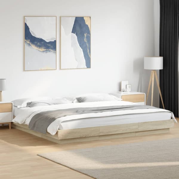 Sängram sonoma-ek 200x200 cm konstruerat trä