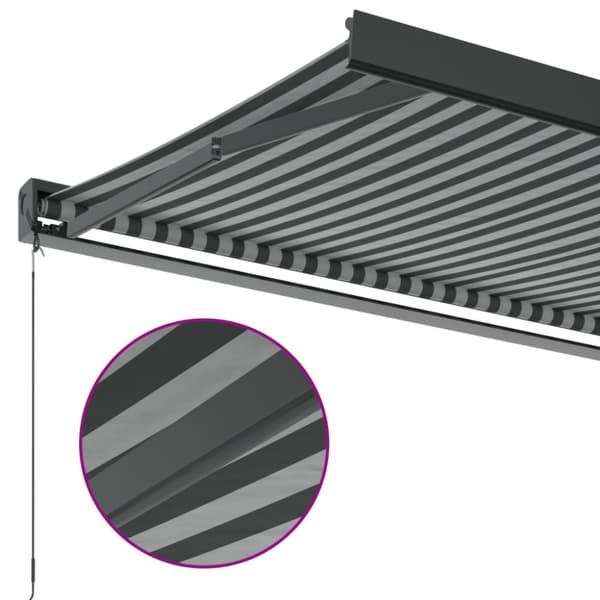 Markis infällbar antracit och vit 3x2,5 m tyg&aluminium