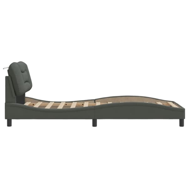 Bed Frame without Mattress "Hvar" Dark Grey 90x200 cm Fabric