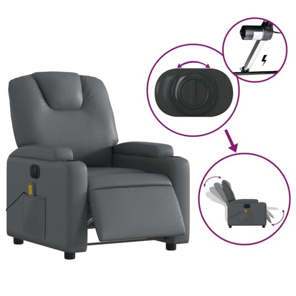 Elektrisk massagefåtölj grå konstläder