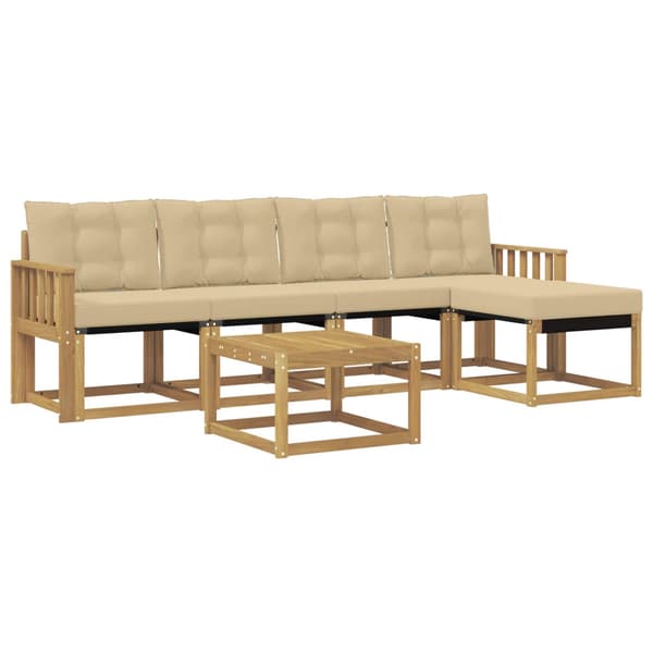Utomhussoffset med kudde 6 pcs Vit och Beige