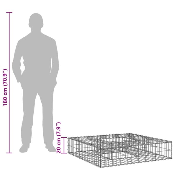 Gabion upphöjd säng Silver