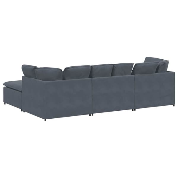 Modulsoffa med fotpall och dynor sammet mörkgrå