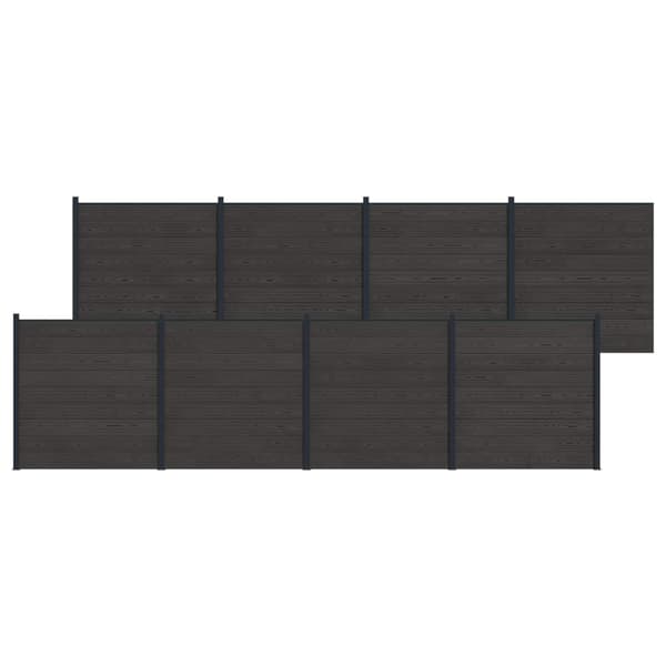 Stängselpanel 8 pcs WPC och aluminium Svart