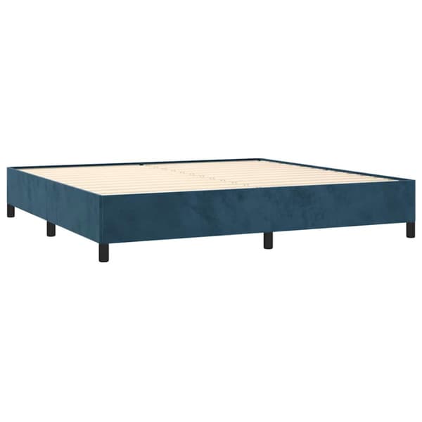 Ramsäng med madrass mörkblå 200x200 cm sammet