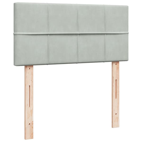 Ramsäng med madrass ljusgrå 90x200 cm sammet
