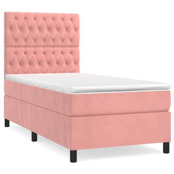Ramsäng med madrass rosa 90x200 cm sammet