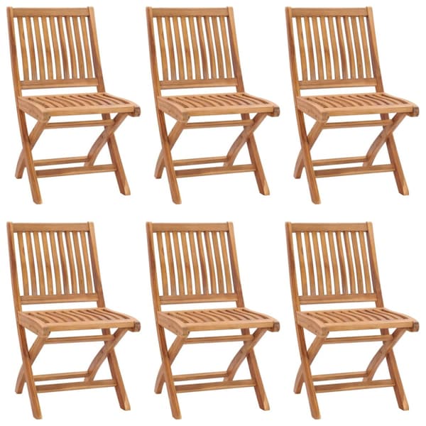 Hopfällbara stolar med dynor 6 st massivt teakträ