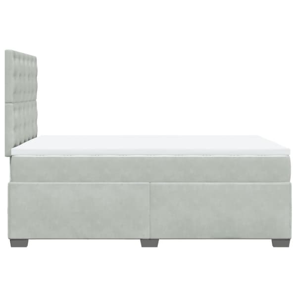 Ramsäng med madrass ljusgrå 120x200 cm sammet