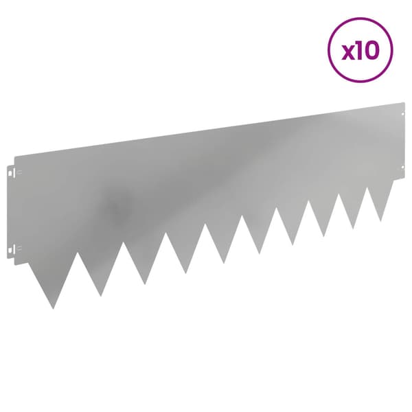 Kant för gräsmatta 10 pcs 103 x 30 cm metall Silver