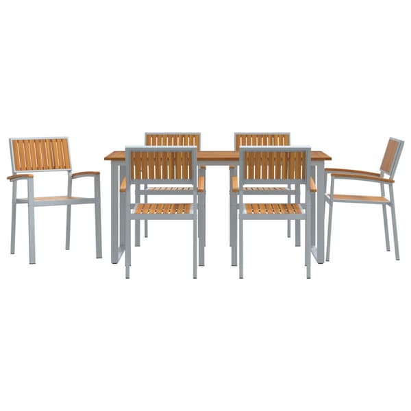 Trädgårdsmöbelset 7 pcs Grå Massivt Akaciaträ