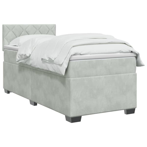 Kontinentalsäng med madrass Ljusgrå 90 x 190 cm Sammet