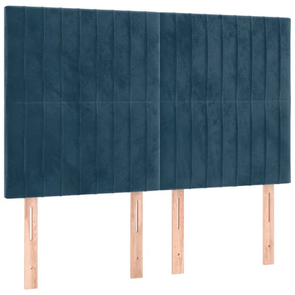 Ramsäng med madrass & LED mörkblå 140x190 cm sammet