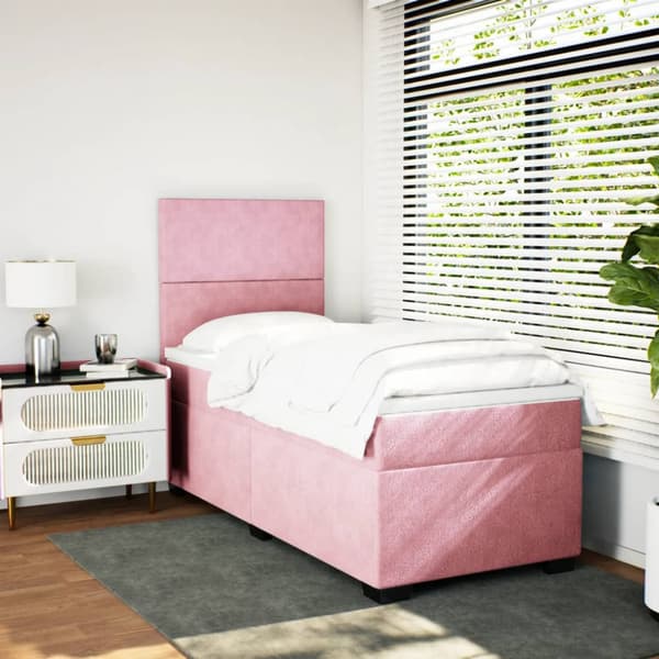 Ramsäng med madrass rosa 100x200 cm sammet