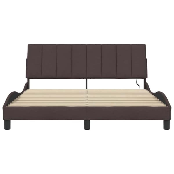 Bed Frame without Mattress "Hanko" Dark Brown 160x200cm Fabric