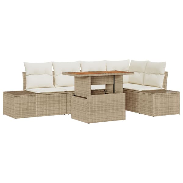 Trädgårdsoffset med lagring 6 pcs Beige Poly rattan