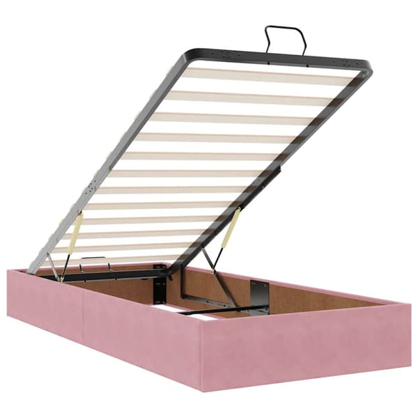 Ottoman sängram med madrasser rosa 90x200 cm sammet