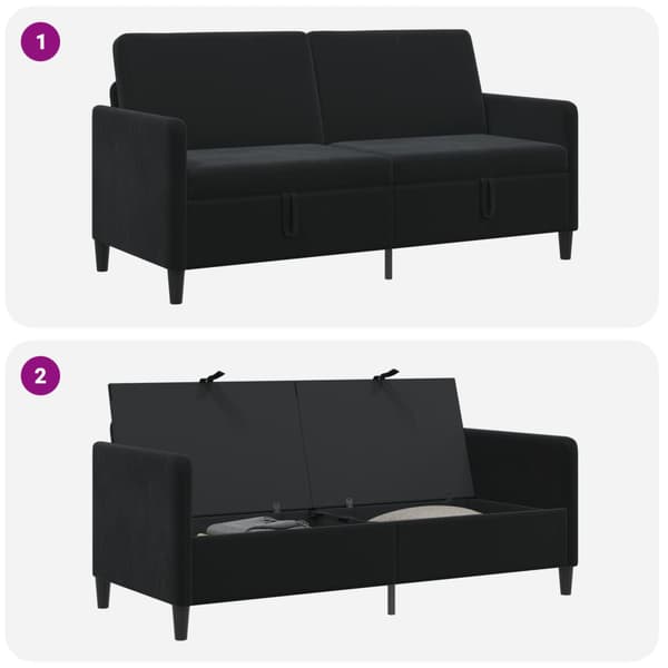Soffa med förvaring Svart 172 x 78 x 87 cm Polyester